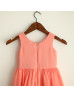Coral Blue Ivory Chiffon Beach Wedding Flower Girl Dress
